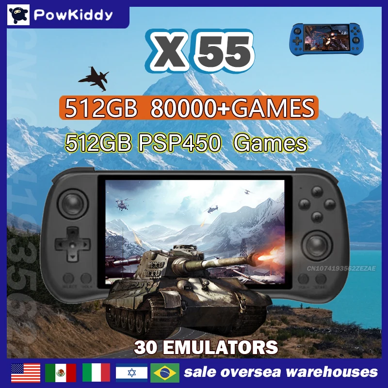 80000Games 512G POWKIDDY X55 5 - Retro Gaming Emulator 评论和价格