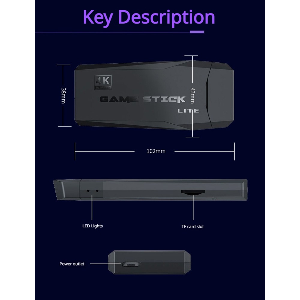 Portable 4K Retro Game Stick C - Retro Gaming Os 评论和价格